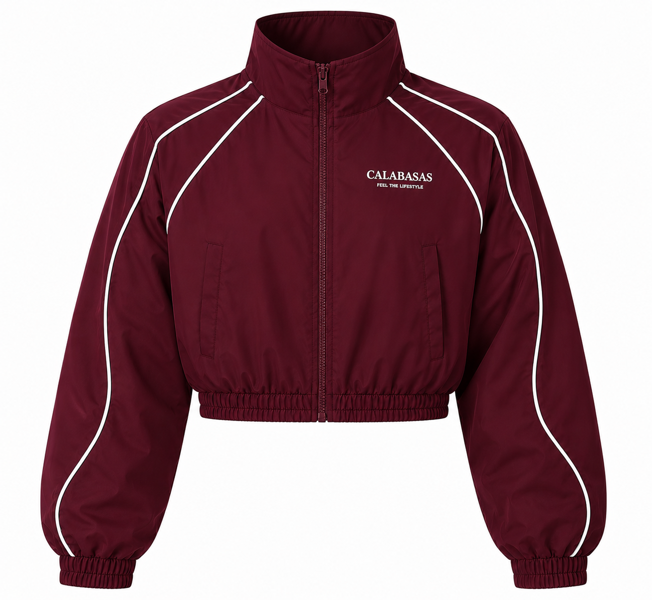 Burgundy Cropped Windbreaker CALABASAS