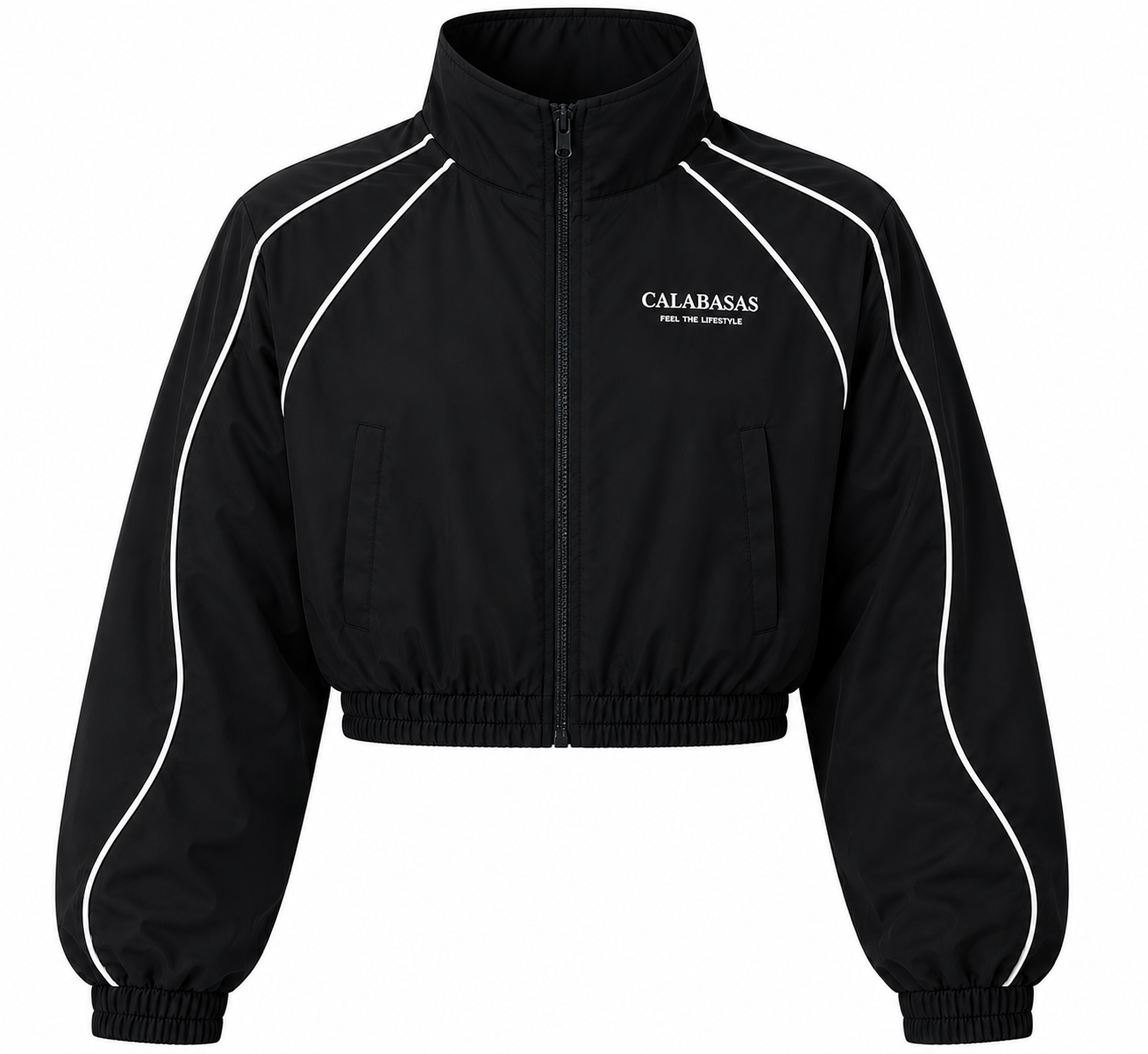 Black Cropped Windbreaker CALABASAS