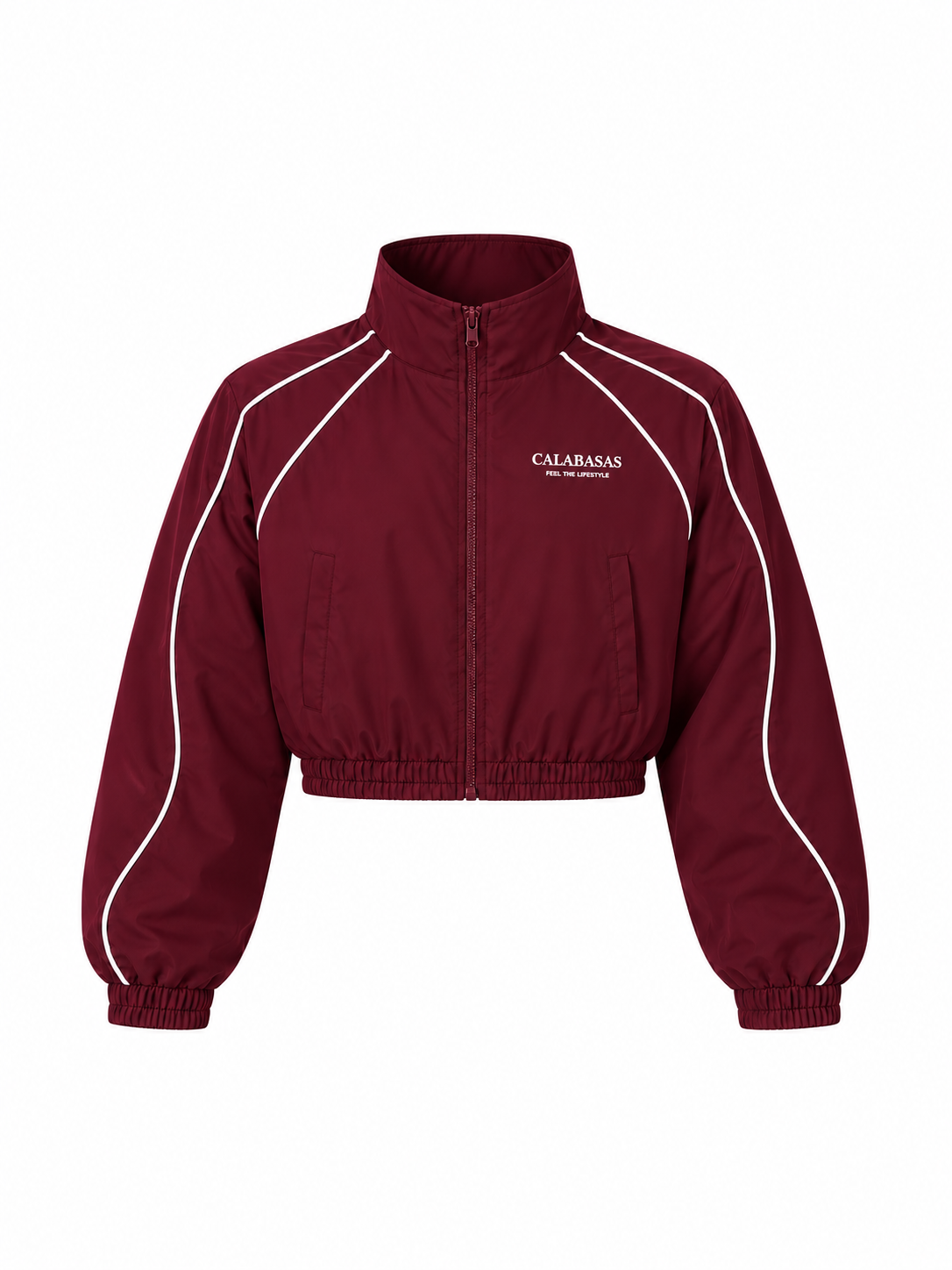 Burgundy Cropped Windbreaker CALABASAS