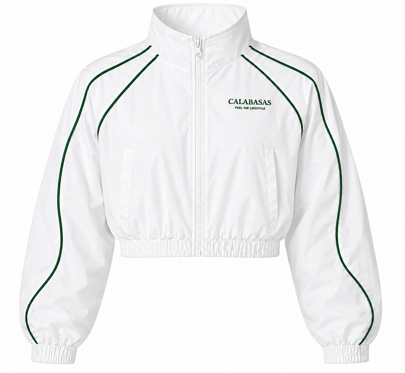Khaki Line Cropped Windbreaker CALABASAS