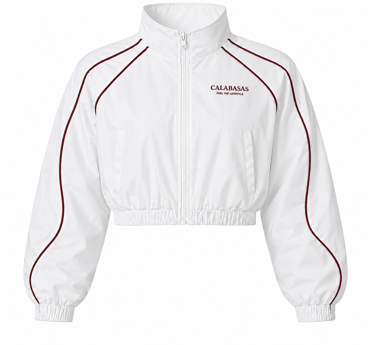 Burgundy Line Cropped Windbreaker CALABASAS
