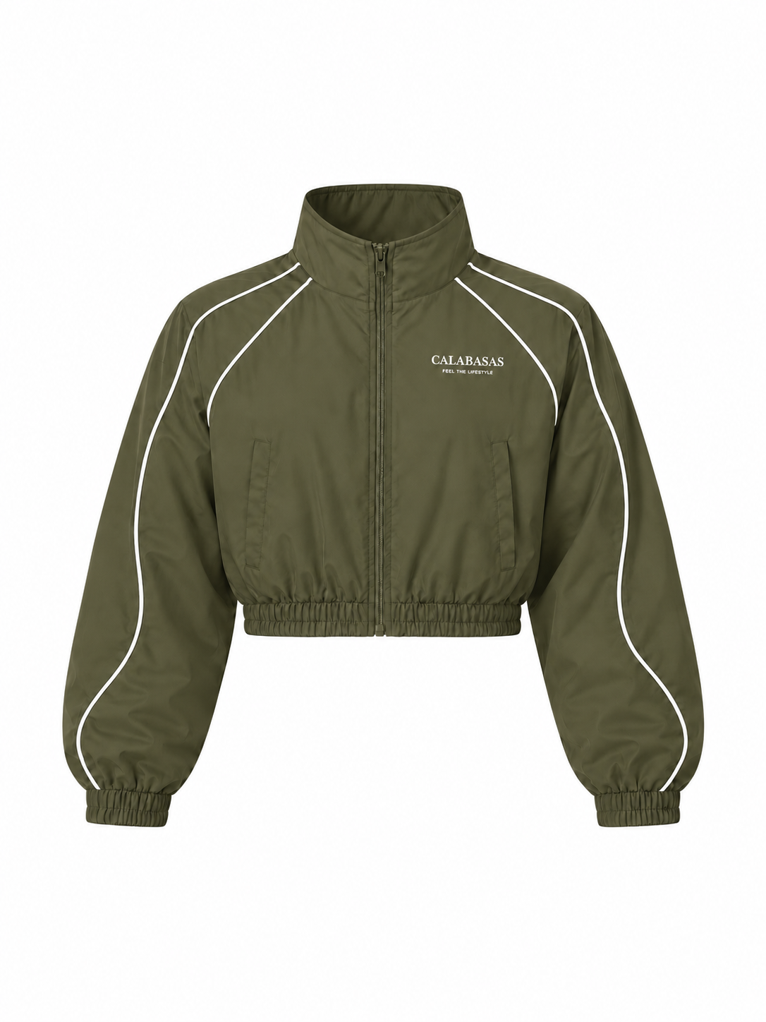 Olive Green Cropped Windbreaker CALABASAS