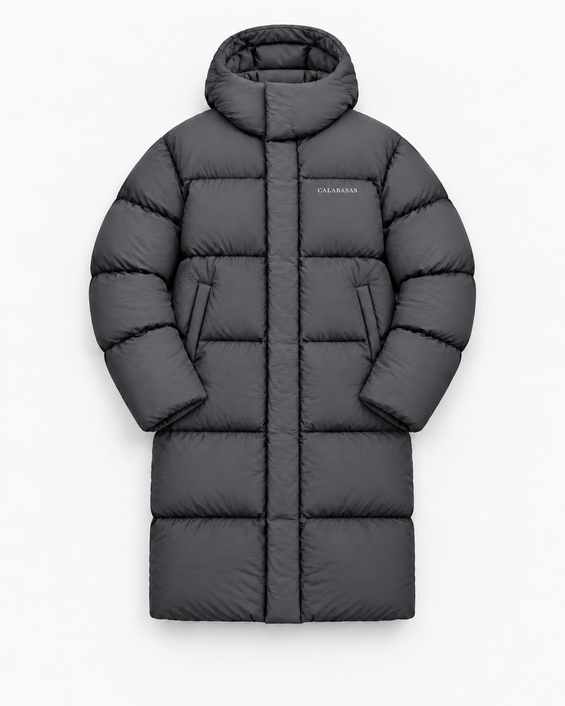 Grey Long Puffer Jacket CALABASAS